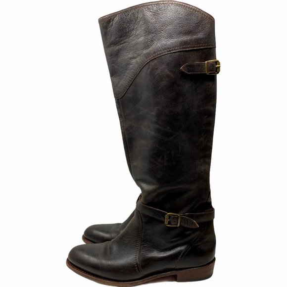 FRYE BOOTS Dorado Riding Dark Brown Leather Moto - Picture 8 of 12
